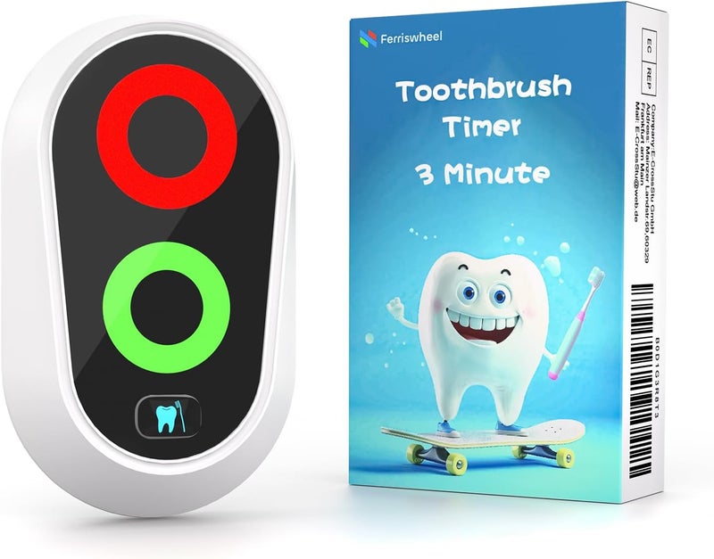Ferriswheel Toothbrushing Timer for Kids 2 to 3 Minutes, Funny Novelty Gift for Kids Adults, Magnetic Waterproof Timer with Color Lights in Bathroom for Children Training Coach (White) - Image 1